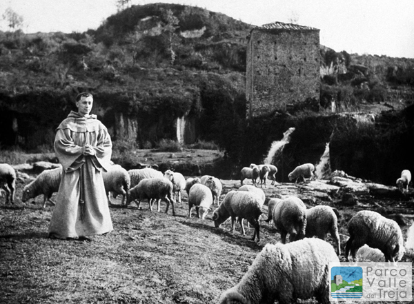 Un fotogramma a Monte Gelato di "Francesco, giullare di Dio", girato da Rossellini nel 1950