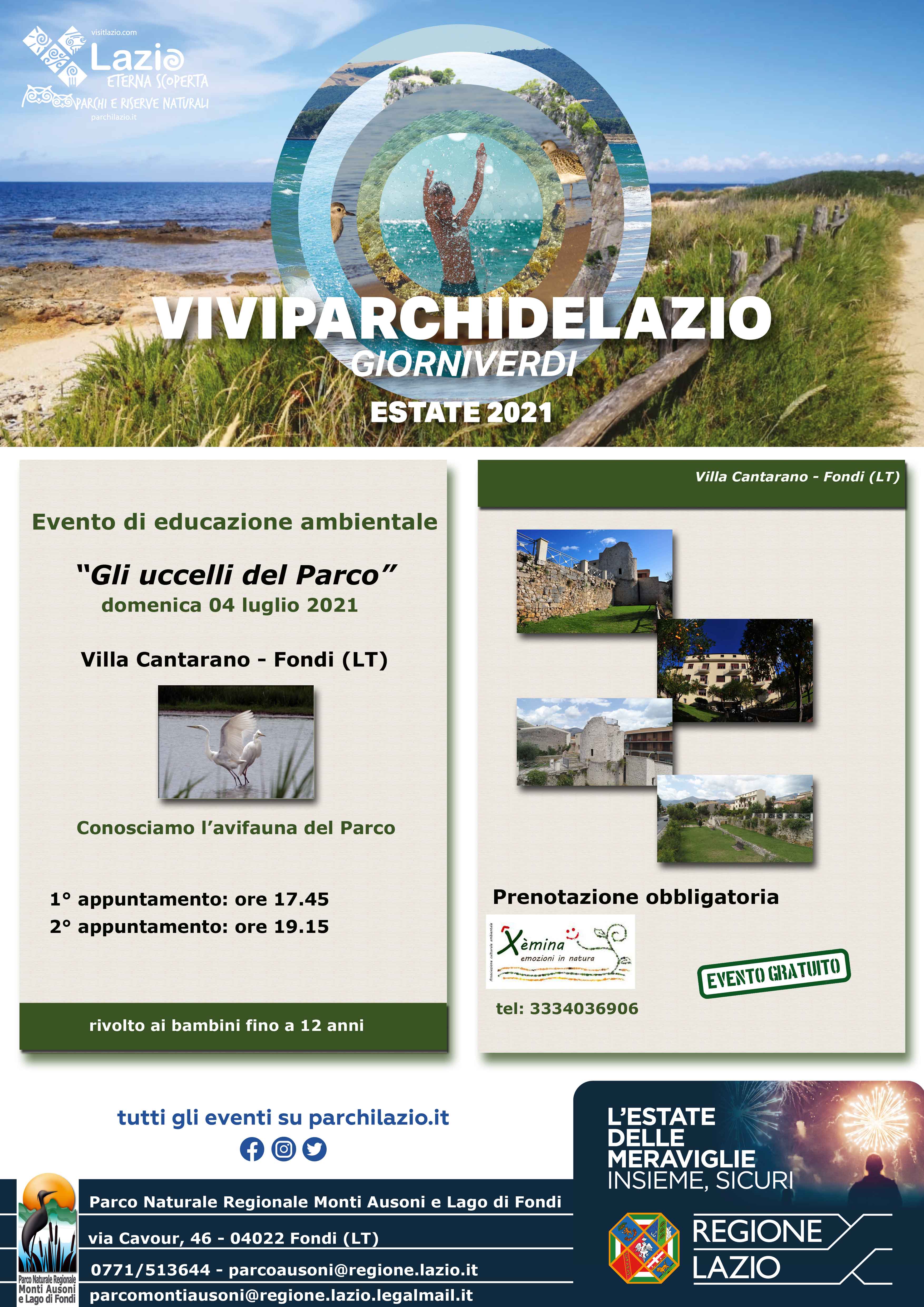 Ente Parco Ausoni - ESTATE 2021: 04 luglio a Villa Cantarano.