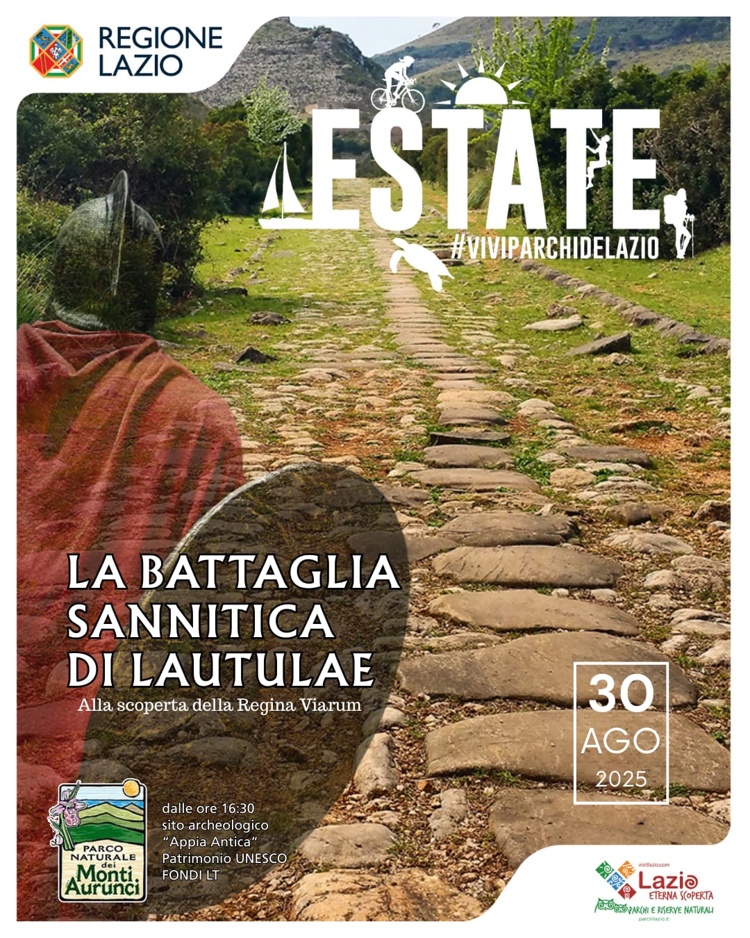 Titolo:<br /> La Battaglia Sannitica di Lautulae – Viaggio alla scoperta dell'Appia Antica