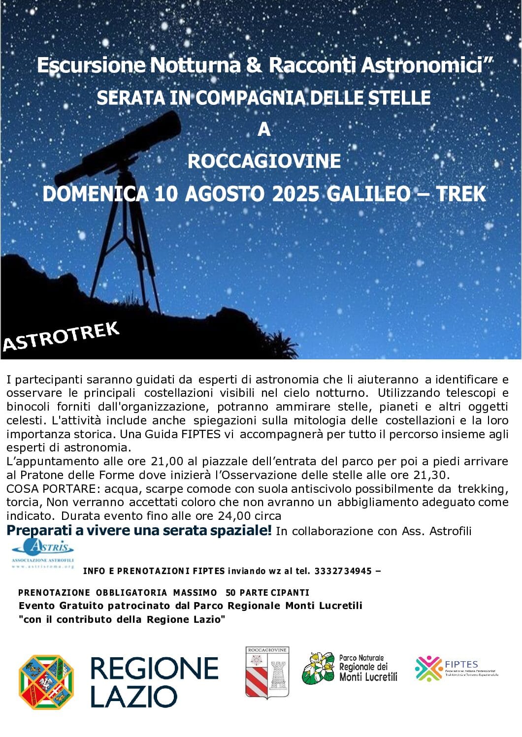 Escursione Notturna & Racconti Astronomici – Roccagiovine