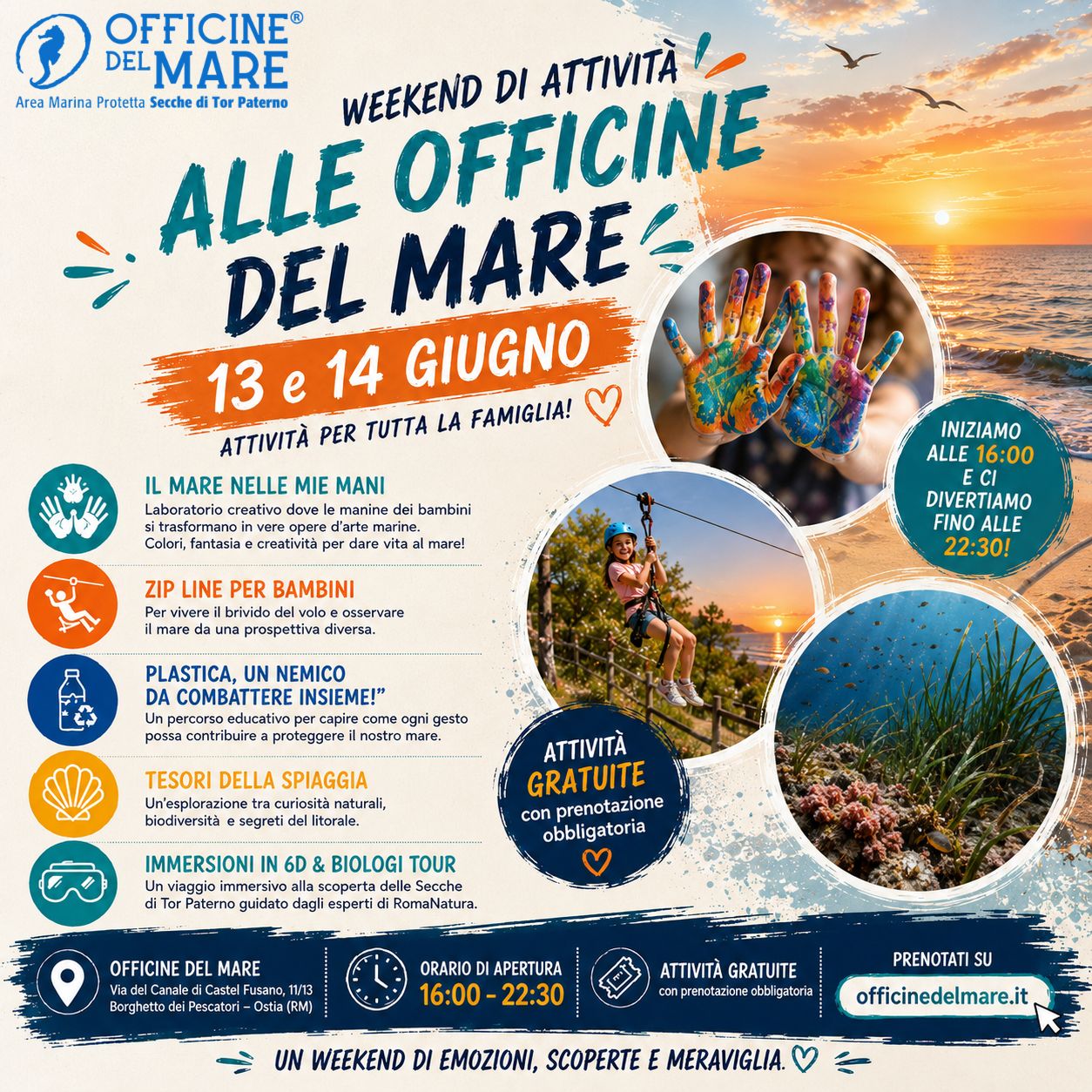 13 e 14 Giugno week end di attività alle Officine del Mare