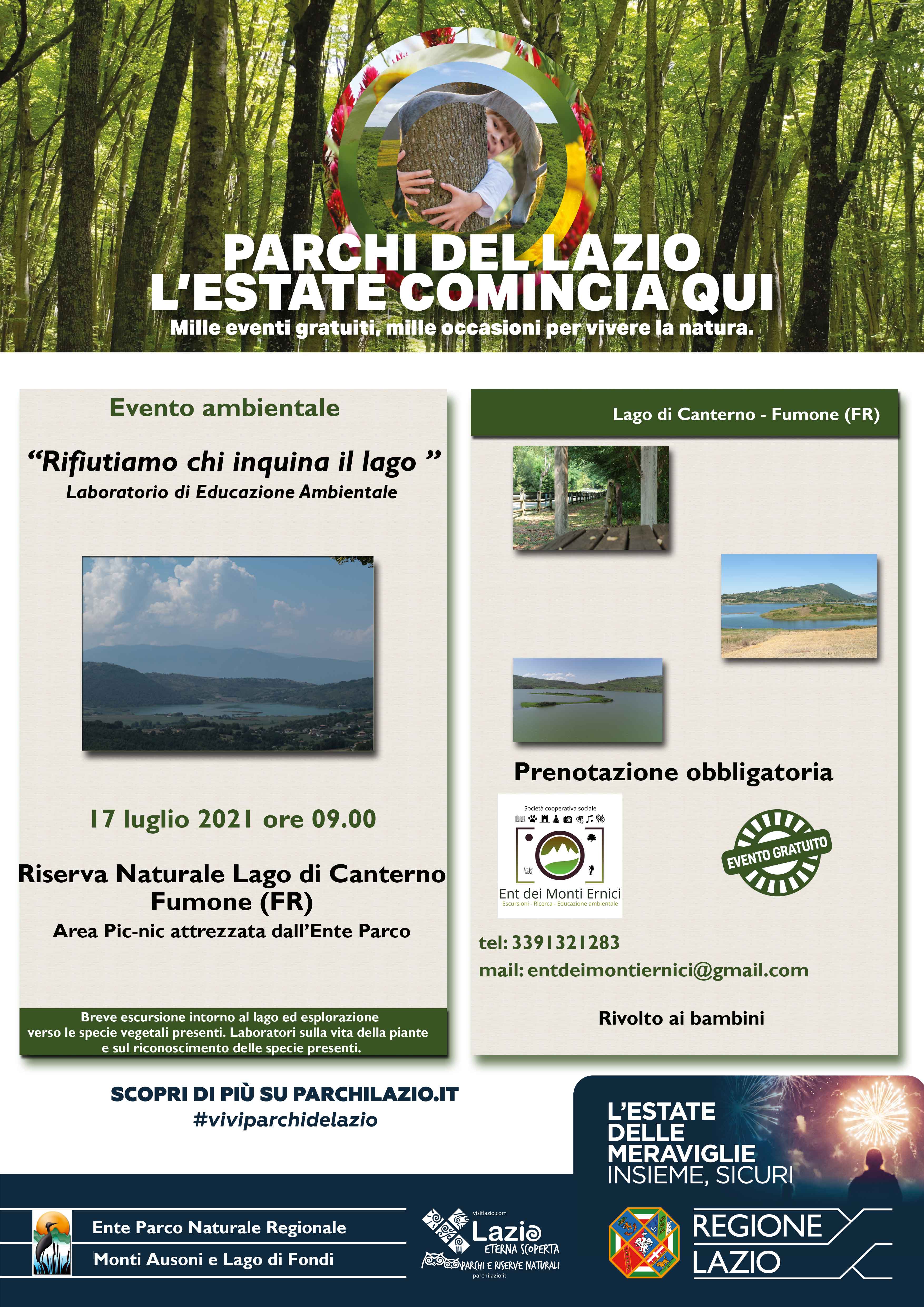 Ente Parco Ausoni - ESTATE 2021: 17 luglio al Lago di Canterno.