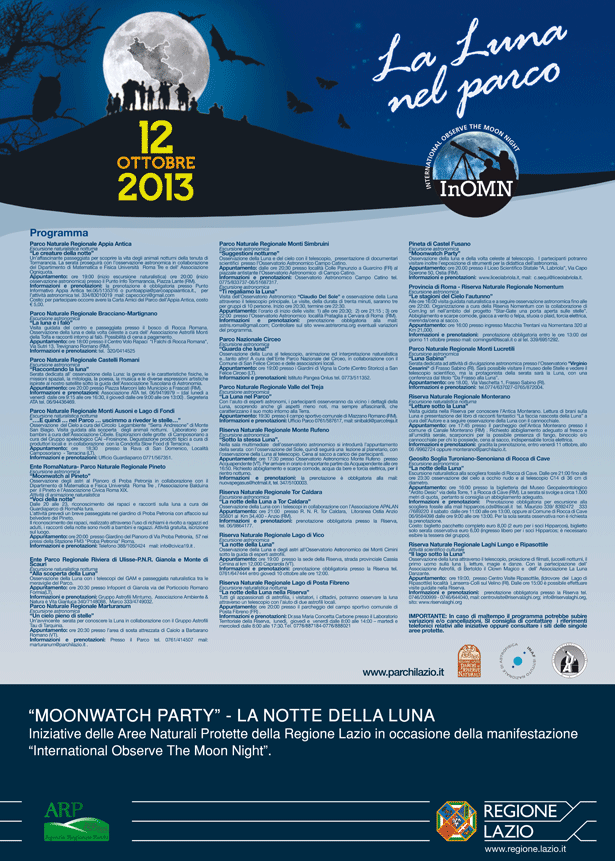 La Luna nel parco-Iniziative delle Aree Naturali Protette del Lazio per il "Moonwatch Party" 2013
