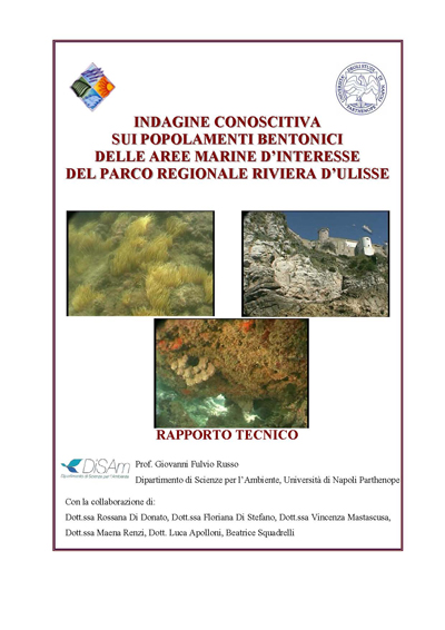 Indagine conoscitiva sui popolamenti bentonici delle aree marine d'interesse del Parco regionale Riviera di Ulisse