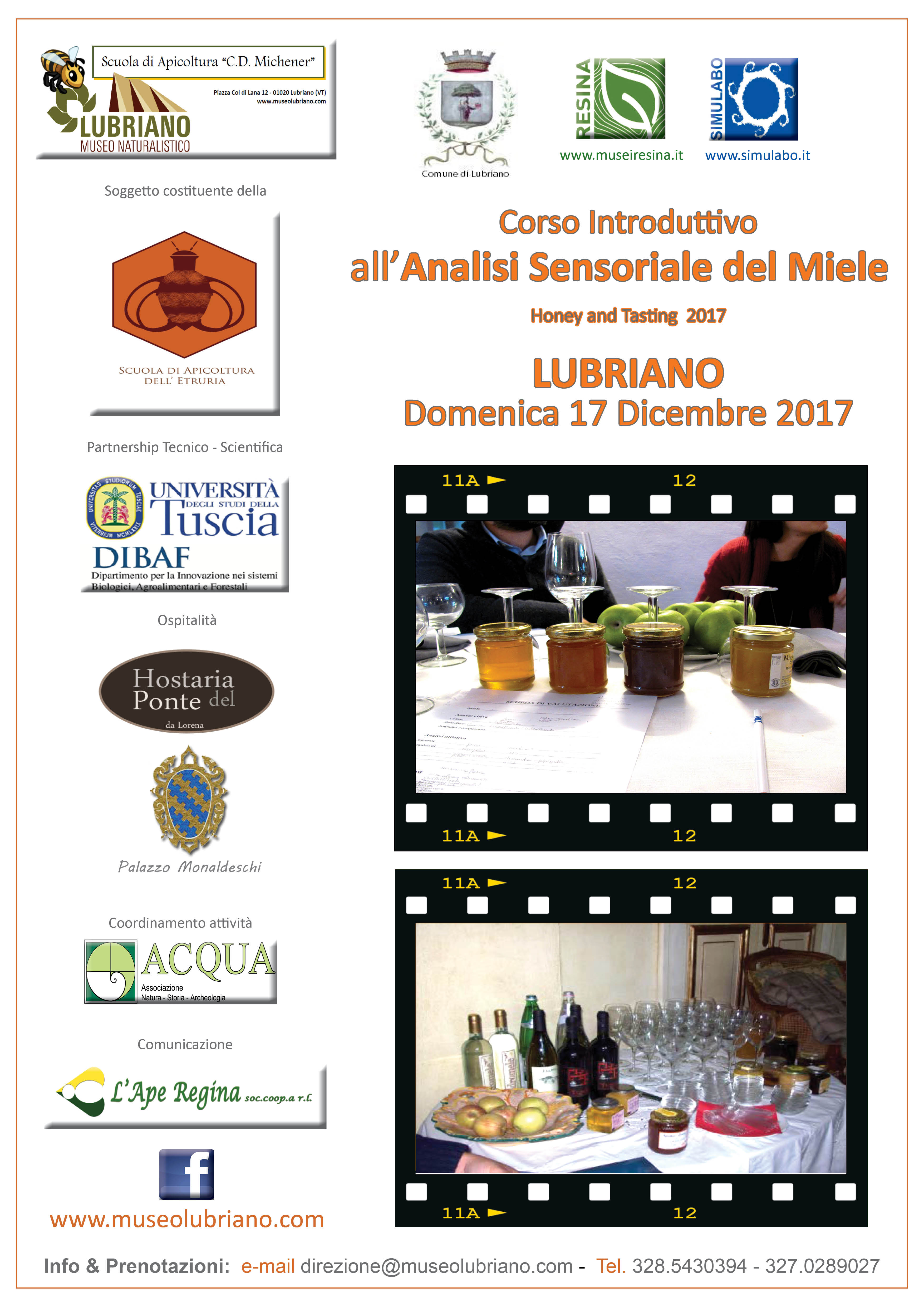 Locandina Corso Analisi Sensoriale del Miele. Lubriano (VT)