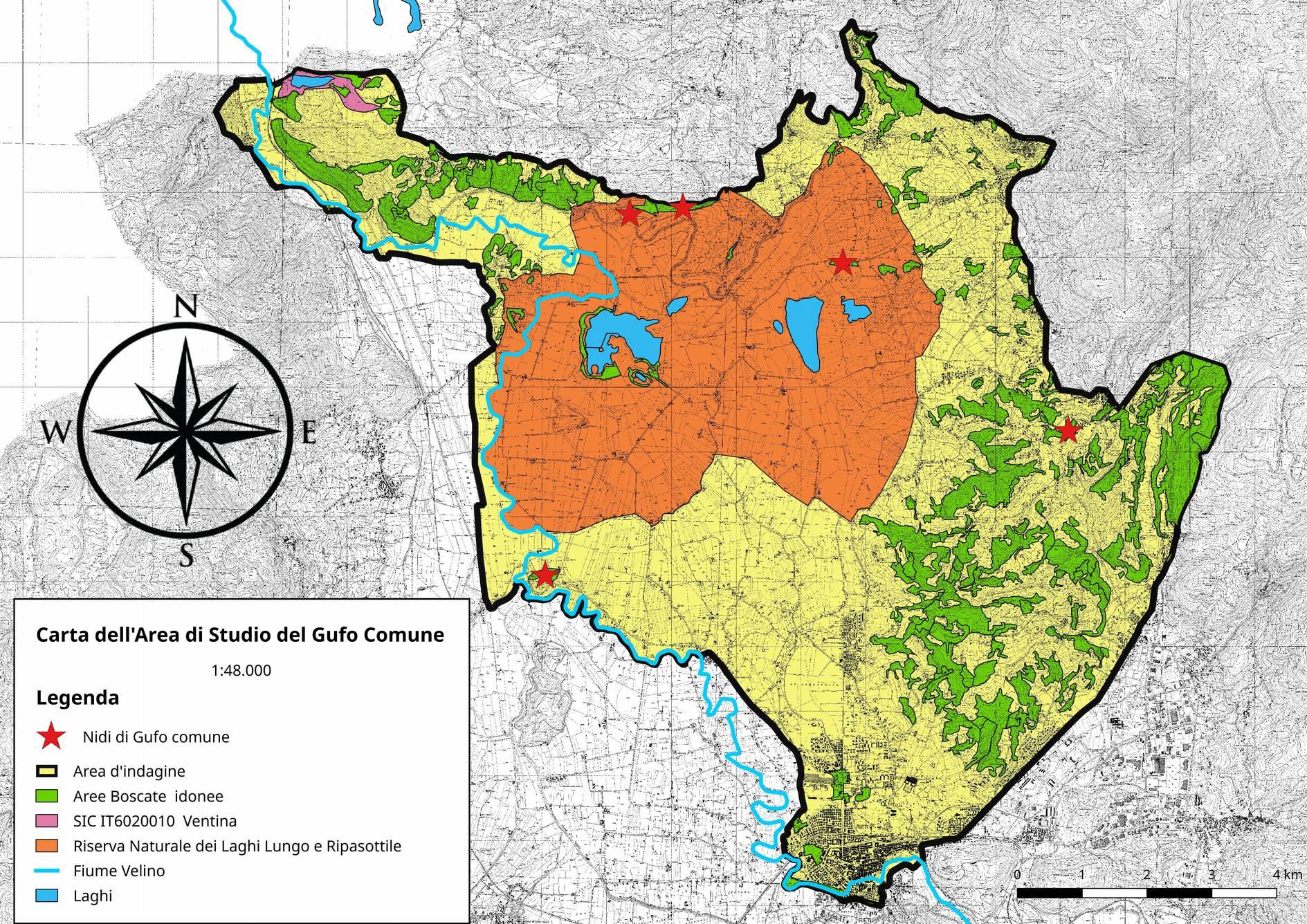 Area di indagine delle coppie di Gufo comune