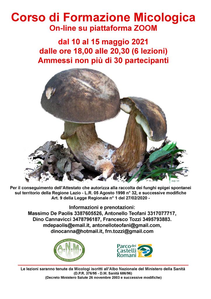 Locandina del Corso di Micologia - maggio 2021