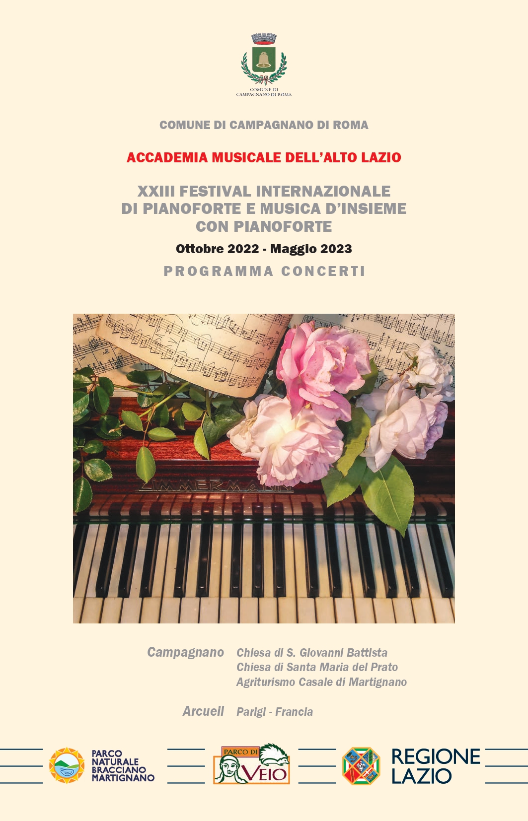 IL PARCO NATURALE REGIONALE BRACCIANO-MARTIGNANO PATROCINA LA NUOVA STAGIONE DELL'ACCADEMIA MUSICALE DELL'ALTO LAZIO