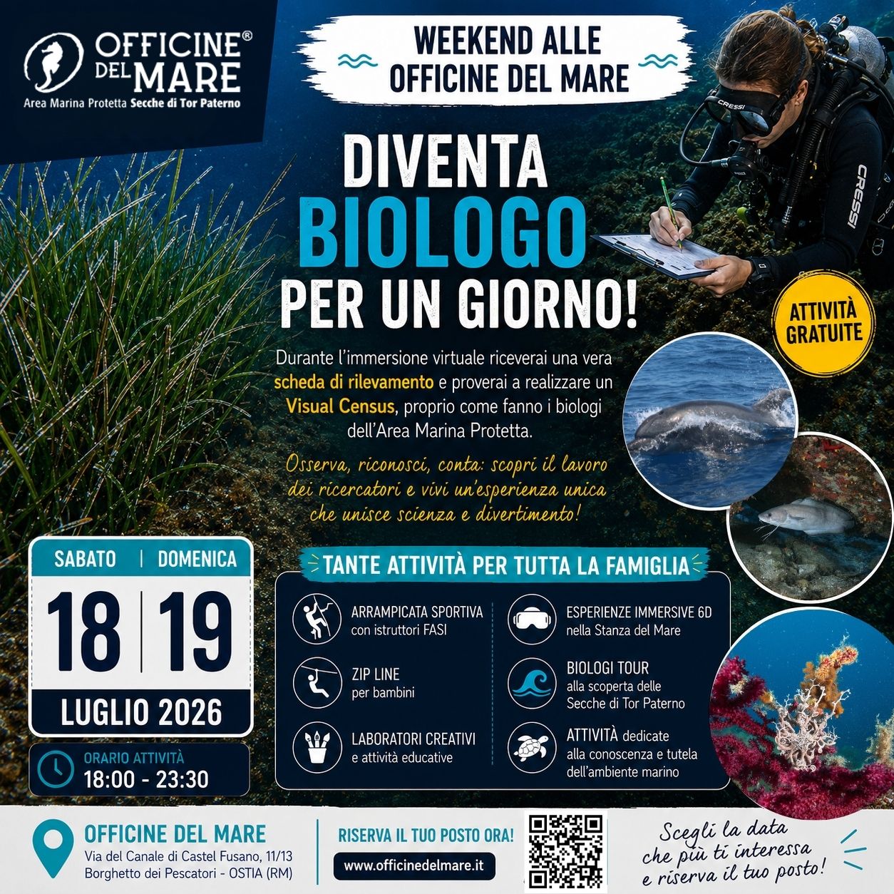 18 e 19 Luglio week end di attività alle Officine del Mare