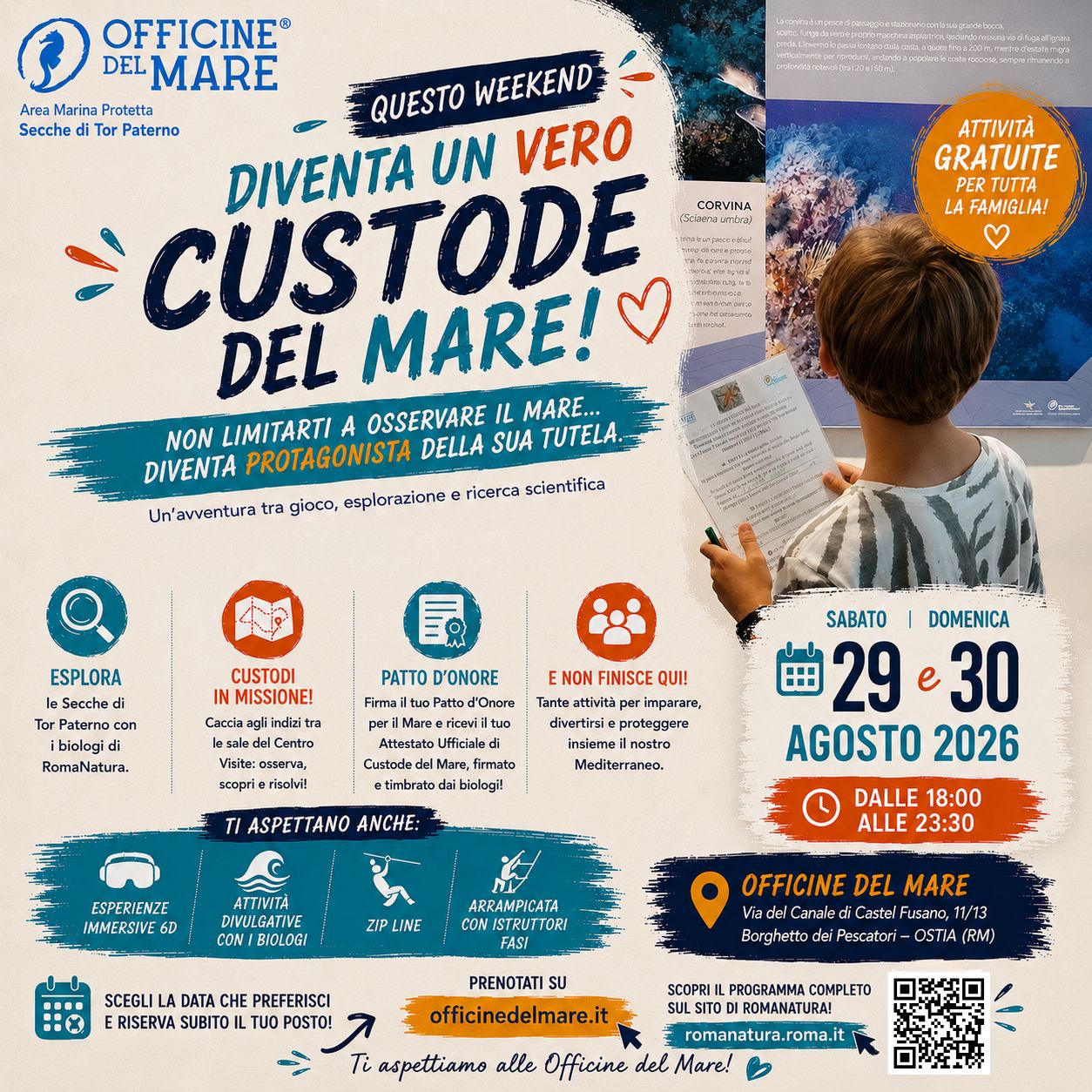 29 e 30 Agosto week end di attività alle Officine del Mare