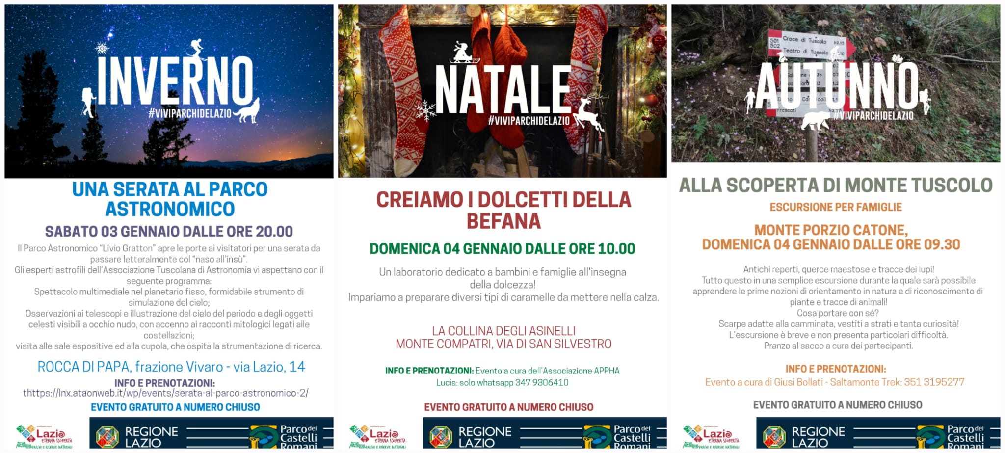 Gli eventi di sabato 3 e domenica 4 gennaio 2026