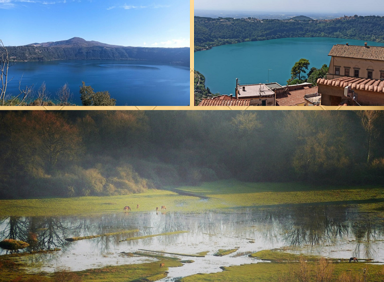 Lago Albano, lago di Nemi, pantano della Doganella