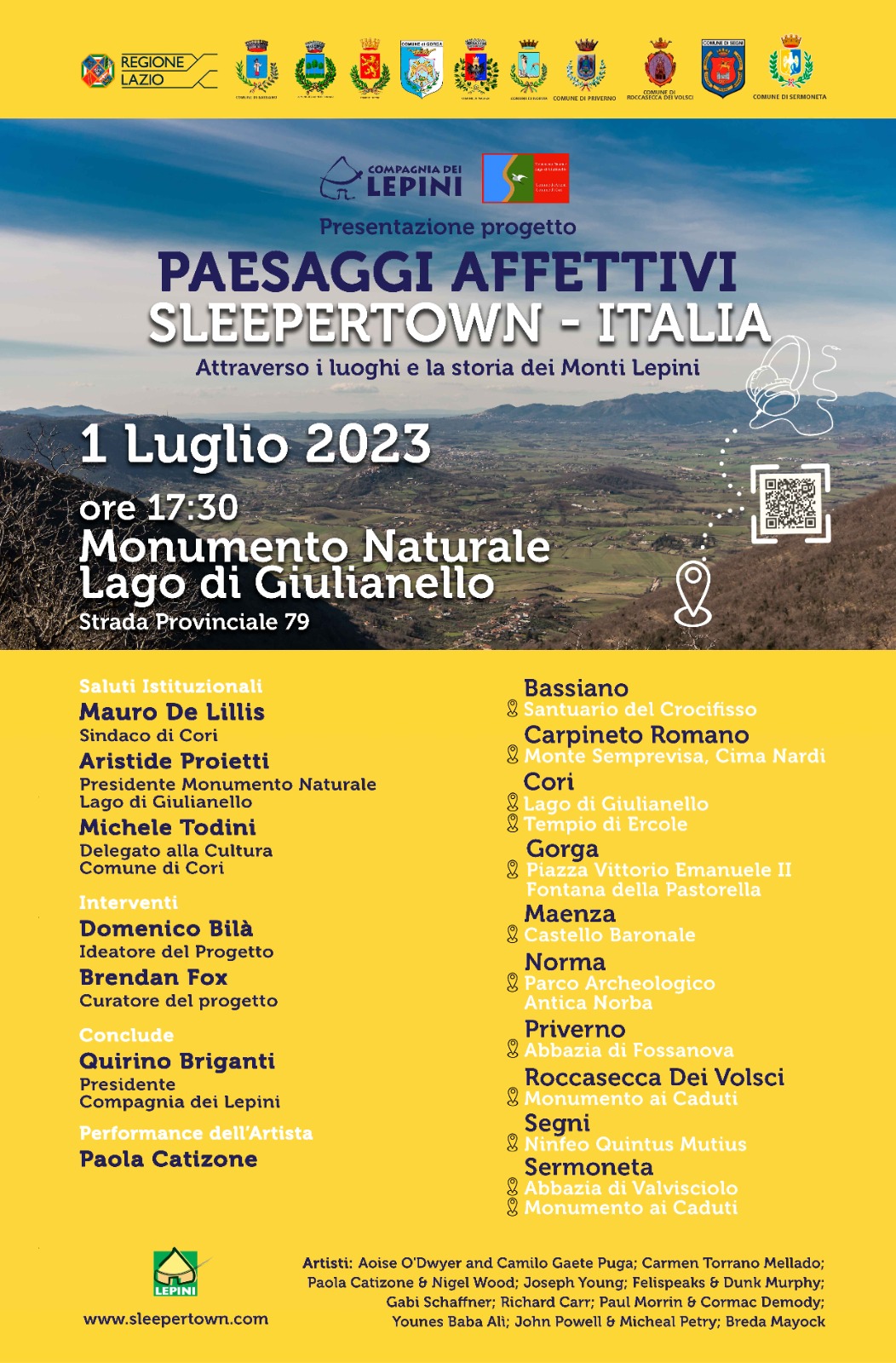 PAESAGGI AFFETTIVI<br /> Sleepertown nel paesaggio dei monti Lepini.<br /> Tra borghi antichi, abbazie, natura e storia.