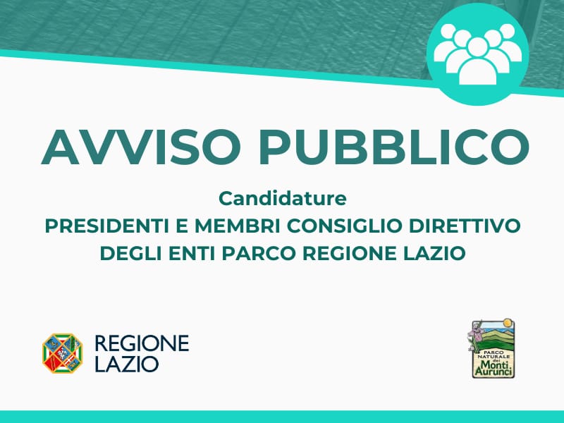 Avviso pubblico per Presidenti e membri Consiglio Direttivo degli Enti Parco Regione Lazio
