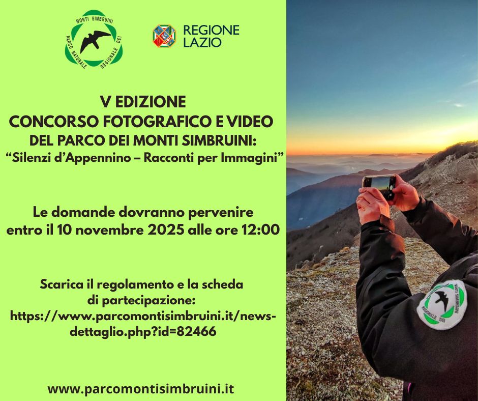 Al via la V edizione del concorso fotografico e video del Parco dei Monti Simbruini: "Silenzi d'Appennino - Racconti per Immagini"