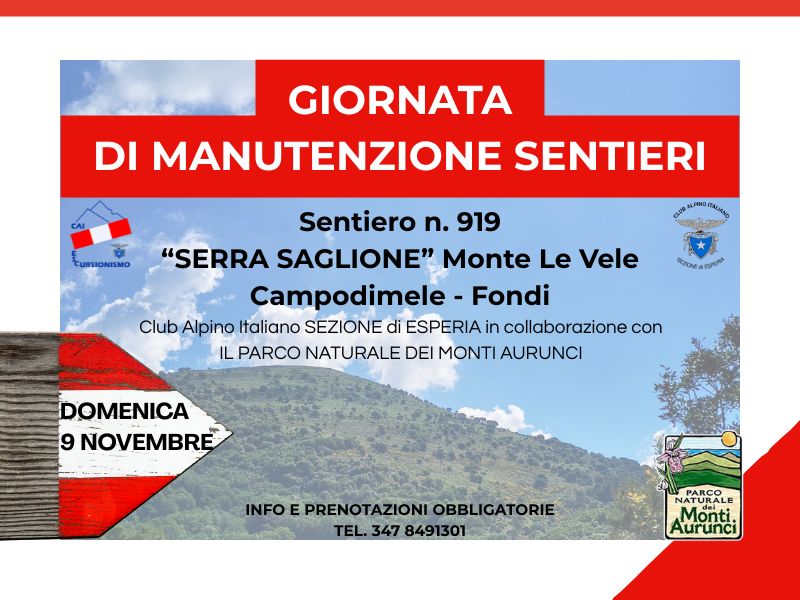 Giornata di manutenzione sentieri nel Parco dei Monti Aurunci