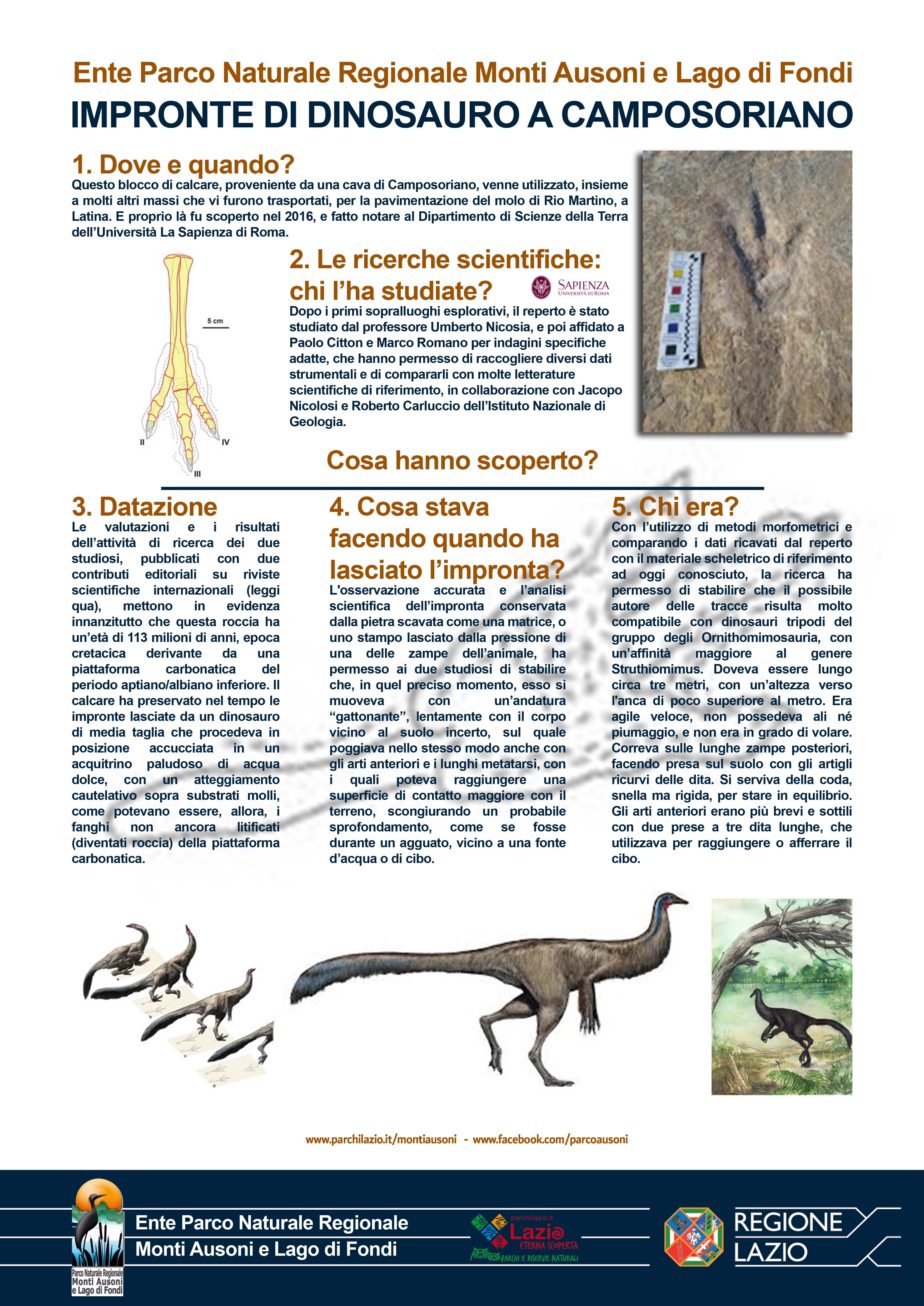 Pannello descrittivo impronte dinosauro Camposoriano