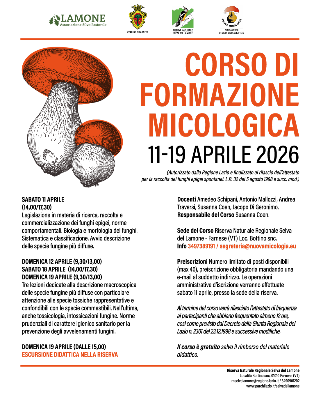 CORSO DI FORMAZIONE MICOLOGICA