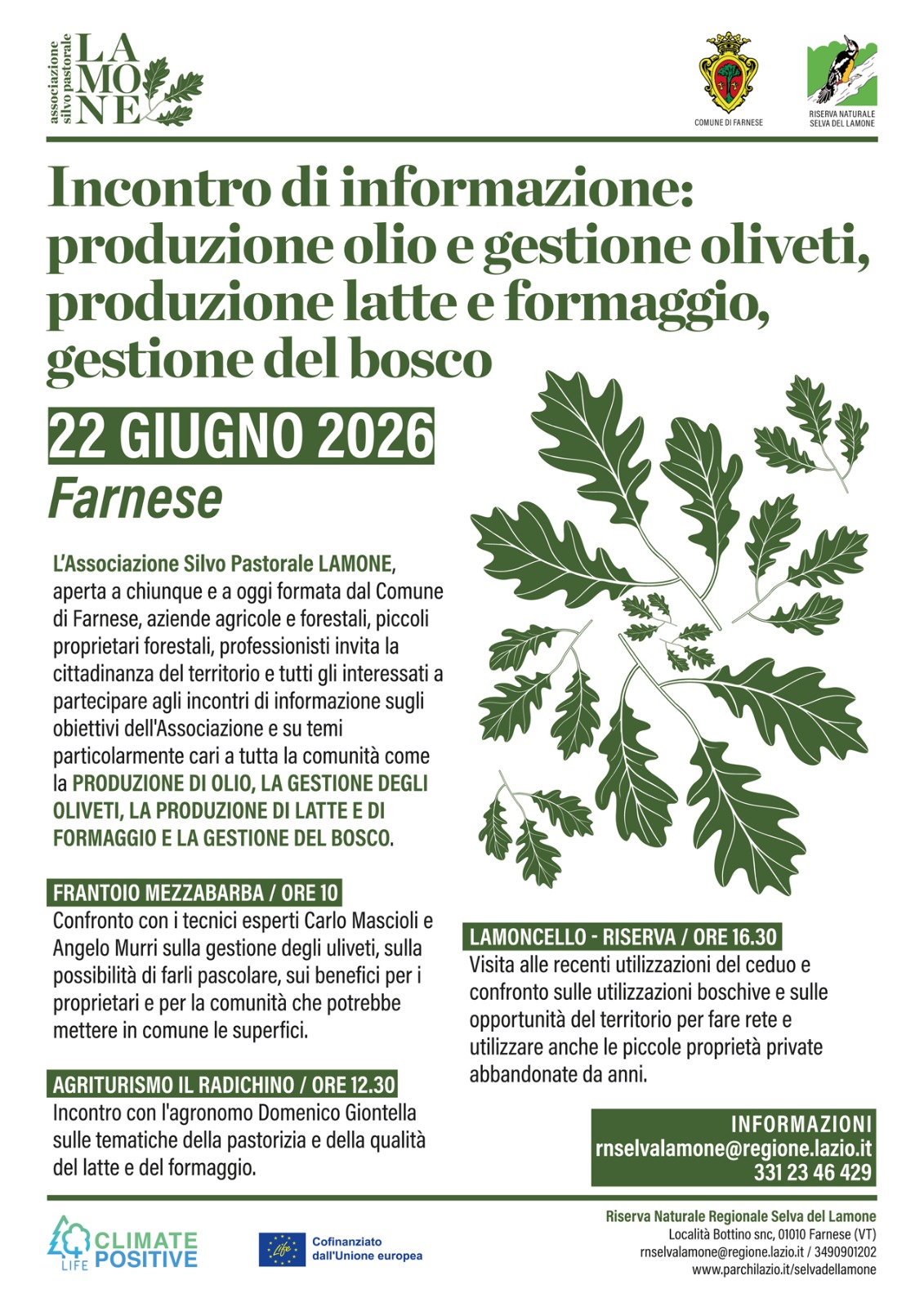 Incontro di formazione: produzione olio e gestione oliveti, produzione latte e formaggio, gestione del bosco