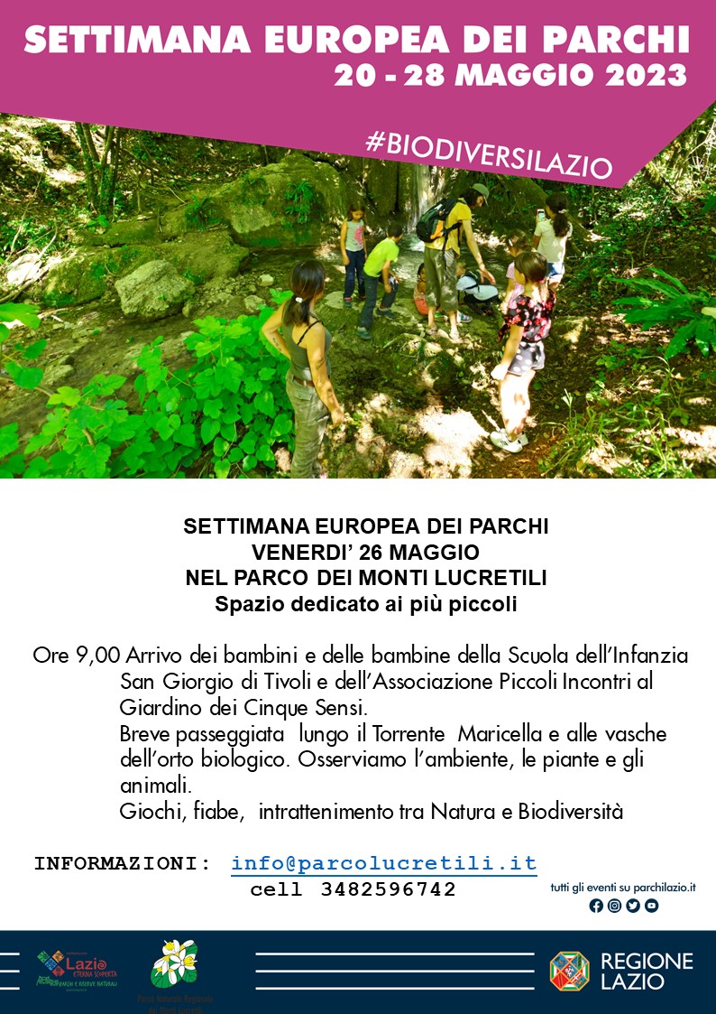 SETTIMANA EUROPEA DEI PARCHI <br /> VENERDI' 26 MAGGIO <br /> NEL PARCO DEI MONTI LUCRETILI