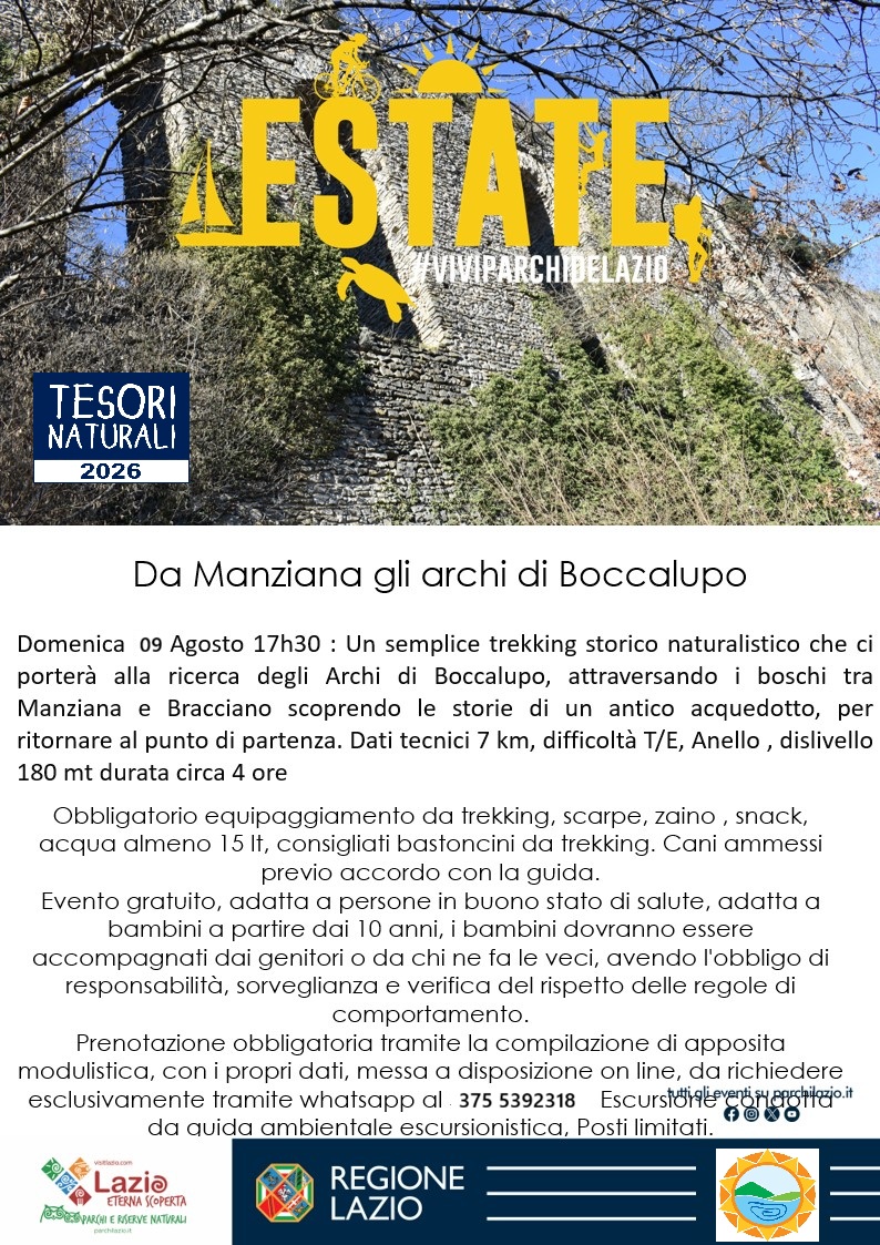 Da Manziana agli Archi di Boccalupo - TESORI NATURALI 2026
