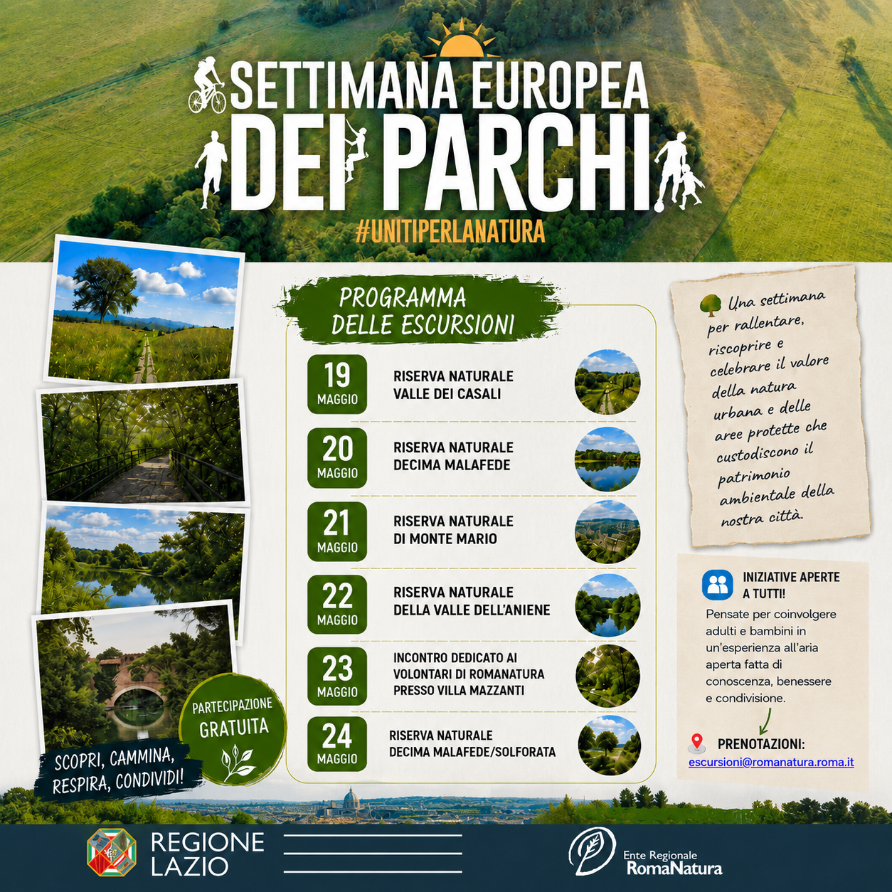 Settimana Europea dei Parchi 2026 – Eventi RomaNatura