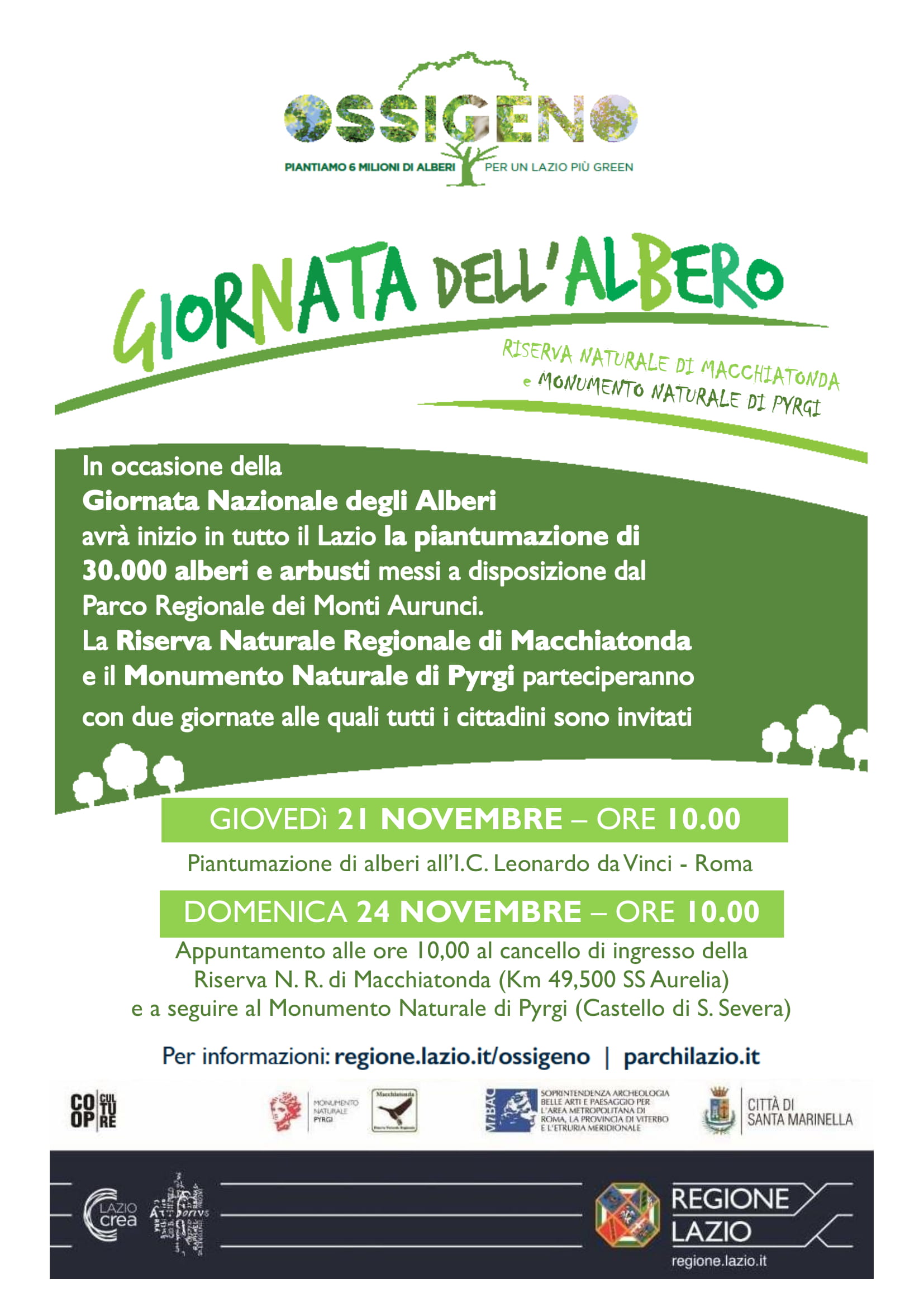 Progetto Ossigeno - 21 e 24 novembre 2019