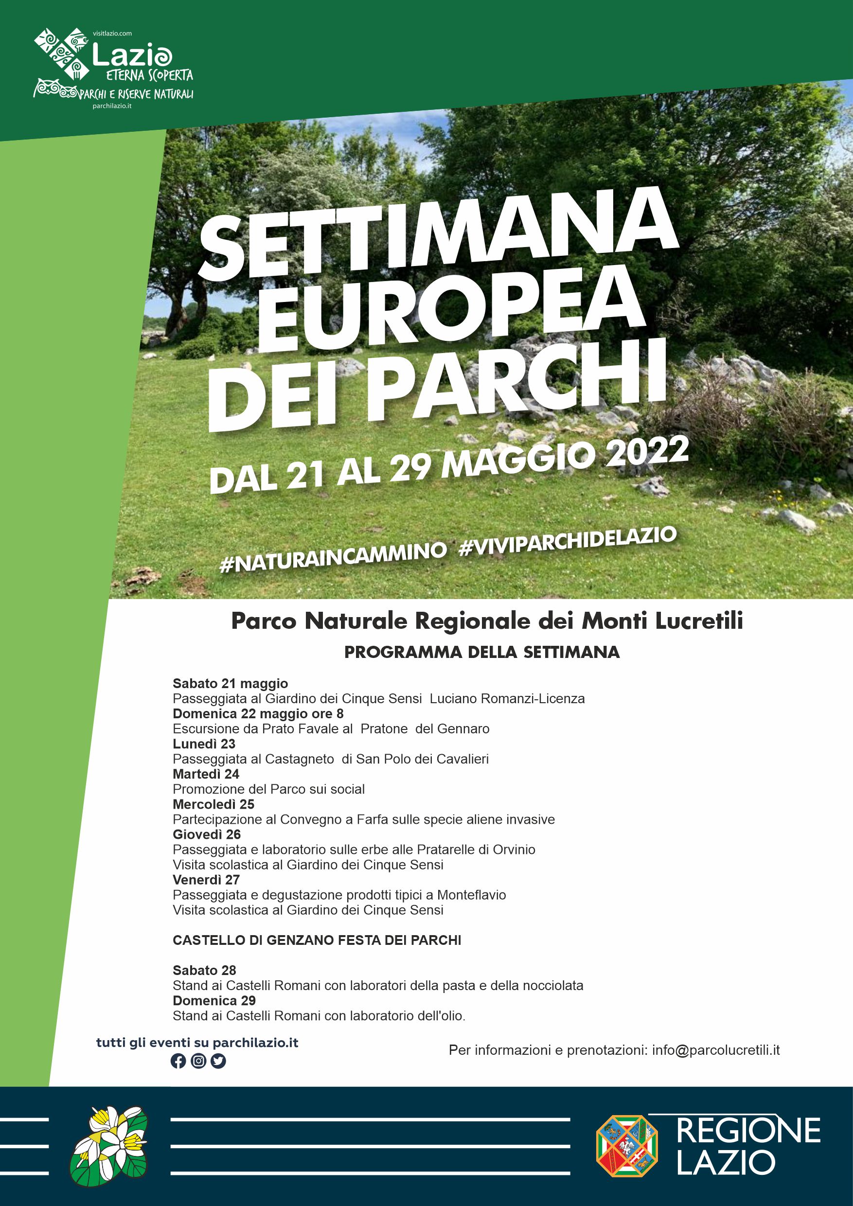 Locandina riepilogativa del programma settimanale