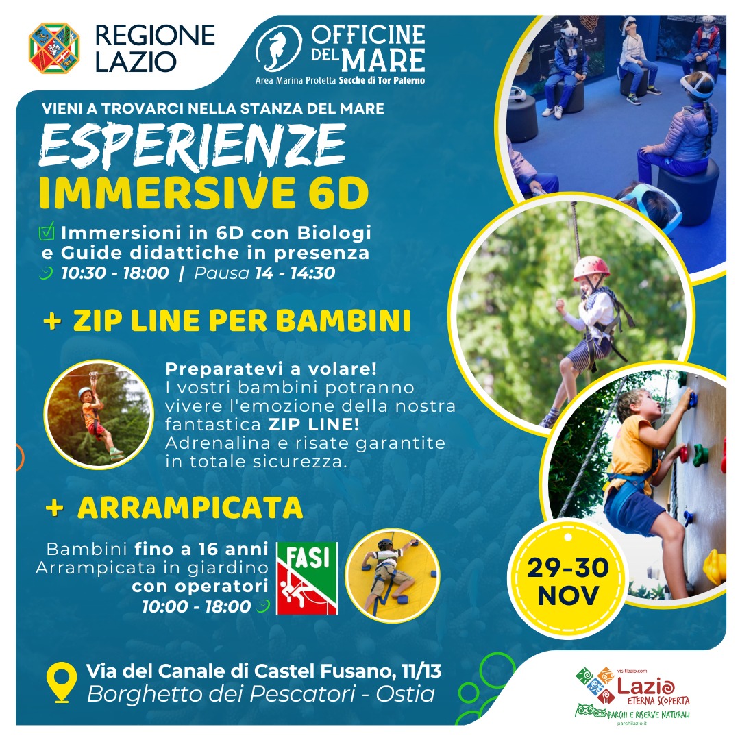 Esperienze Immersive 6D + Zip Line + Arrampicata presso le Officine del Mare