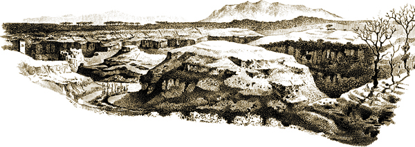 Disegno del territorio dell'antica Narce ai tempi dei primi scavi