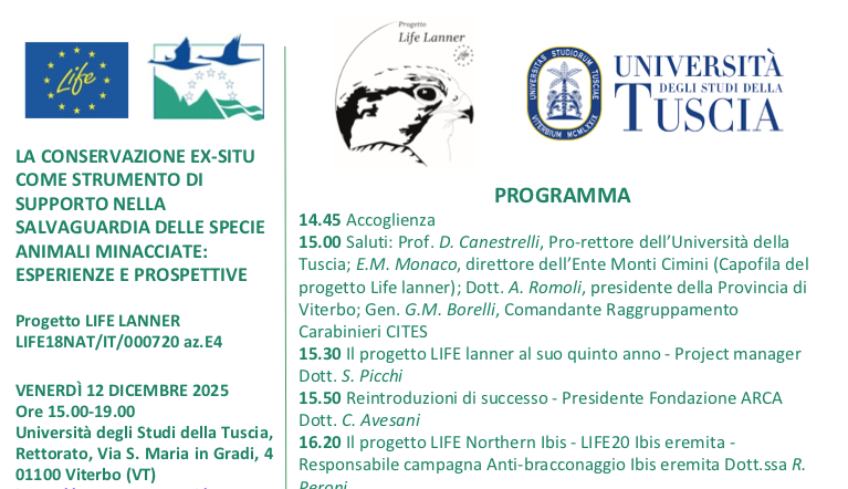 Convegno LA CONSERVAZIONE EX-SITU COME STRUMENTO DI SUPPORTO NELLA SALVAGUARDIA DELLE SPECIE ANIMALI MINACCIATE: ESPERIENZE E PROSPETTIVE