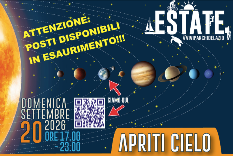 In esaurimento i posti disponibili per l'osservazione astronomica del 20 settembre nella Riserva Lago di Vico