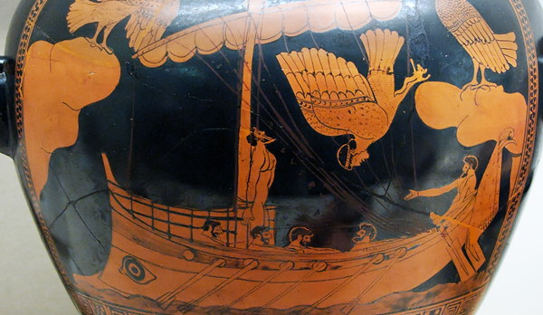 Stamnos del V secolo a.C. raffigurante l'incontro di Ulisse con le sirene