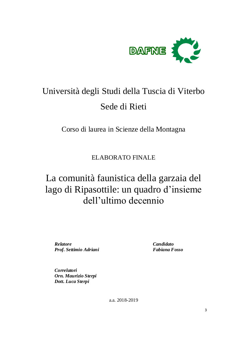 La comunità faunistica della garzaia del lago di Ripasottile: un quadro d'insieme dell'ultimo decennio