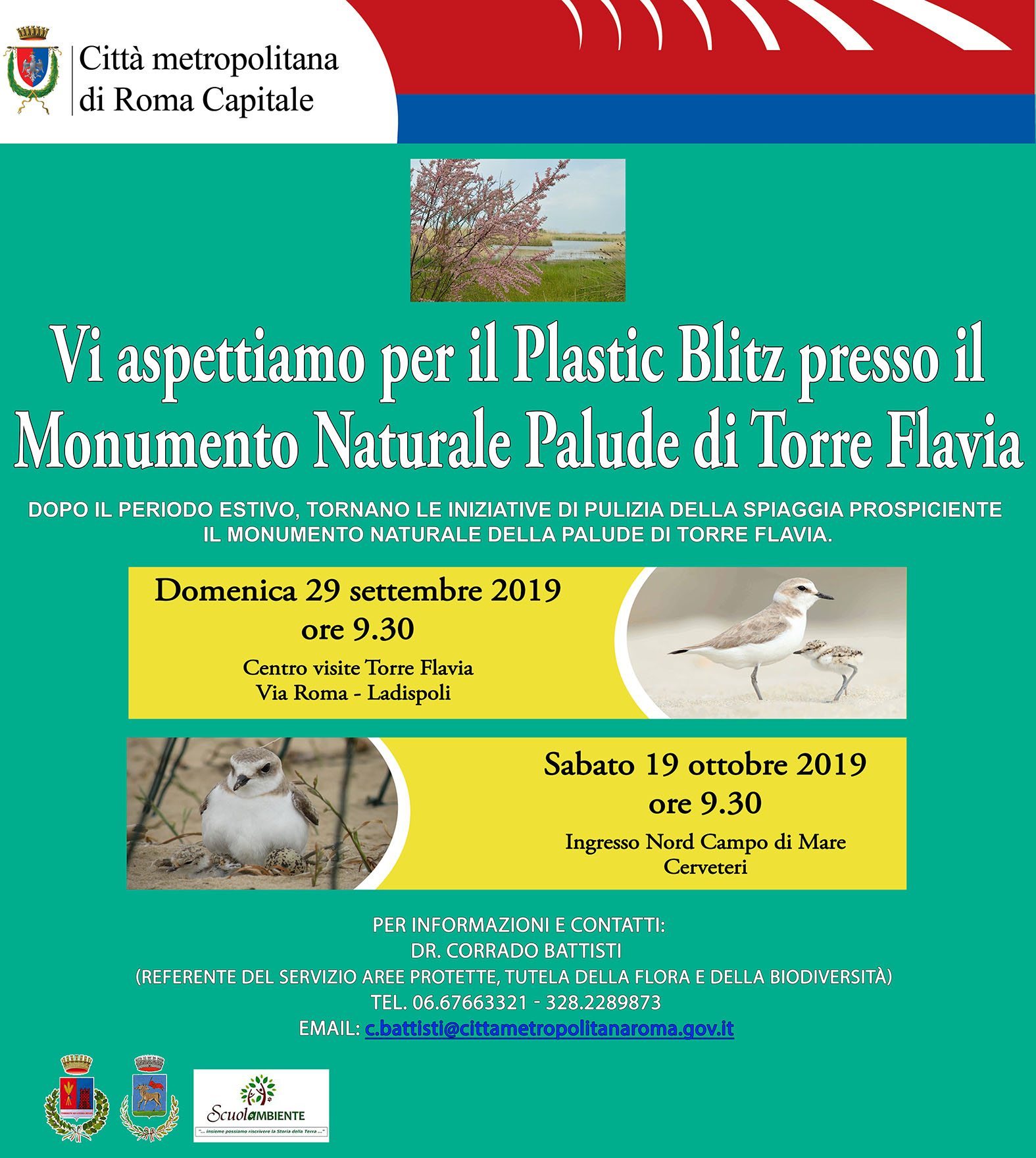 Domenica 29 settembre e sabato 19 ottobre 2019: Plastic Blitz nel Monumento naturale Palude di Torre Flavia