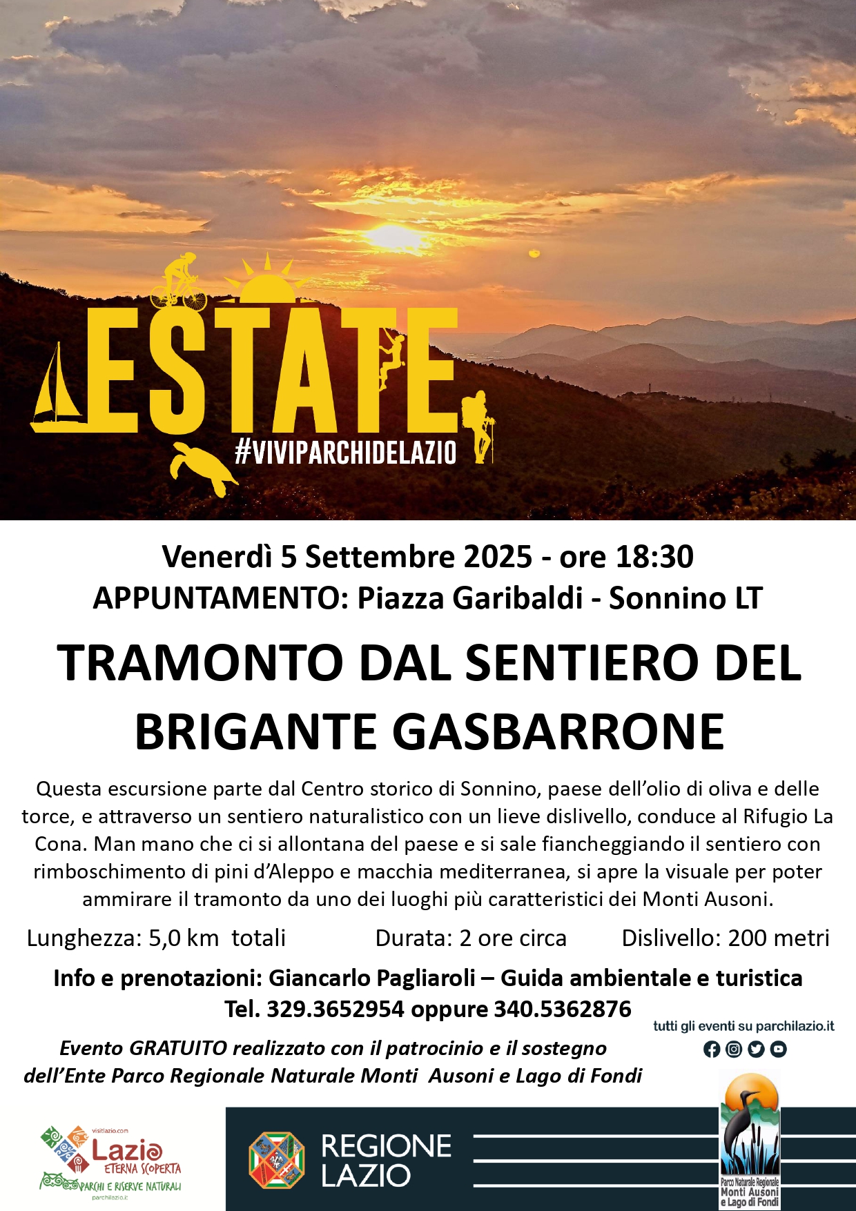 Tramonto dal sentiero del Brigante Gasbarrone